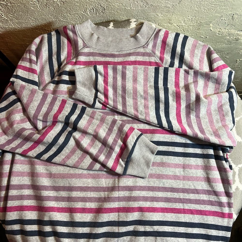 American Eagle Outfitters Striped Sweatshirt Oversized- Pink, Gray, and Blue